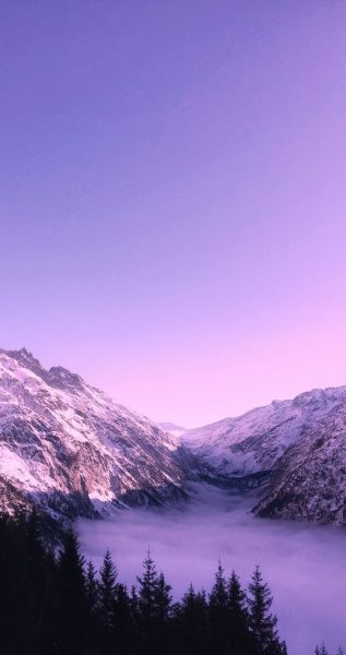 hình nền màu tím nhạt thiên nhiên núi tuyết