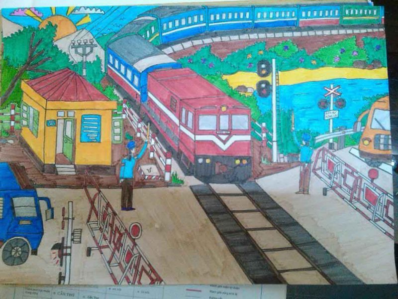 Vẽ tranh an toàn giao thông đường sắt