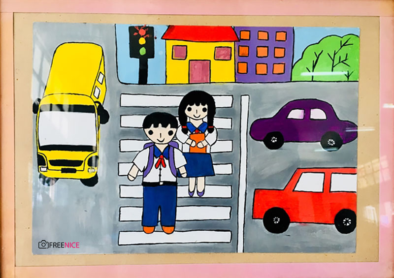 Tổng hợp 20 tranh vẽ an toàn giao thông của các hoạ sĩ nhí Trường THPT Vĩnh Thắng