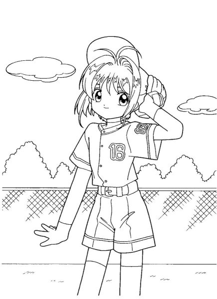 Tranh tô màu Sakura và mây