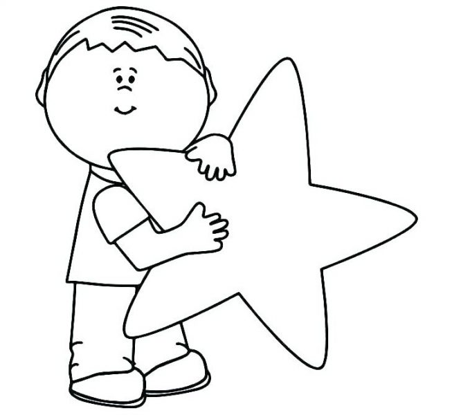 Tranh tô màu cho bé 3 tuổi hình bé trai và ngôi sao