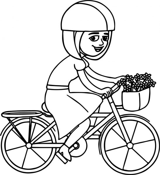 Tranh tô màu cô gái đạp xe