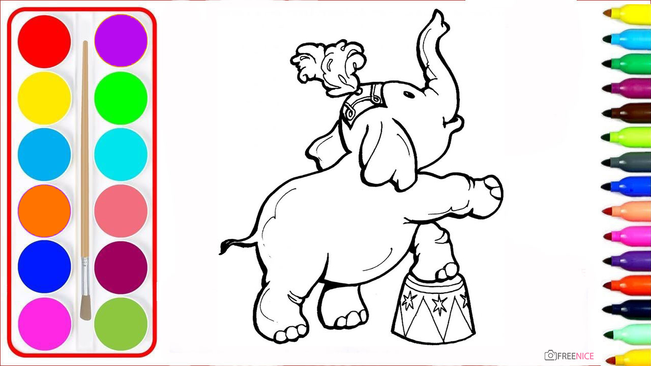 150 tranh tô màu chú voi con dễ thương  Tranh Tô Màu cho bé