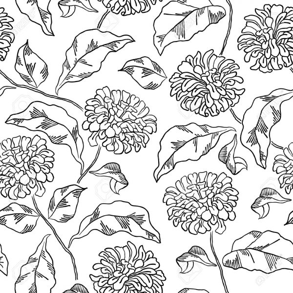 Pattern with abstract flowers. Coloring book page
