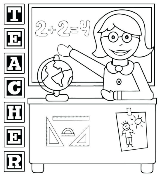 Tranh tô màu ngày 20.11 cô giáo dạy bé làm toán