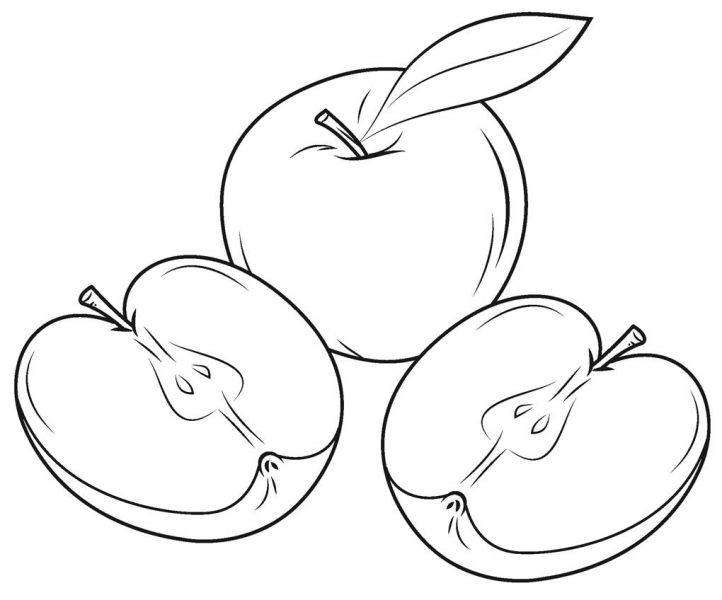 Tranh tô màu quả táo được bổ làm đôi
