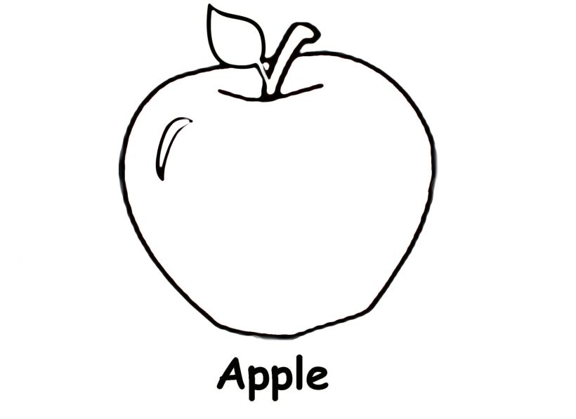Tranh tô màu quả táo và chữ apple