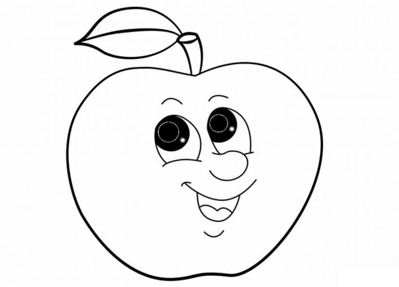 Tranh tô màu trái táo vui vẻ cho bé 3 tuổi