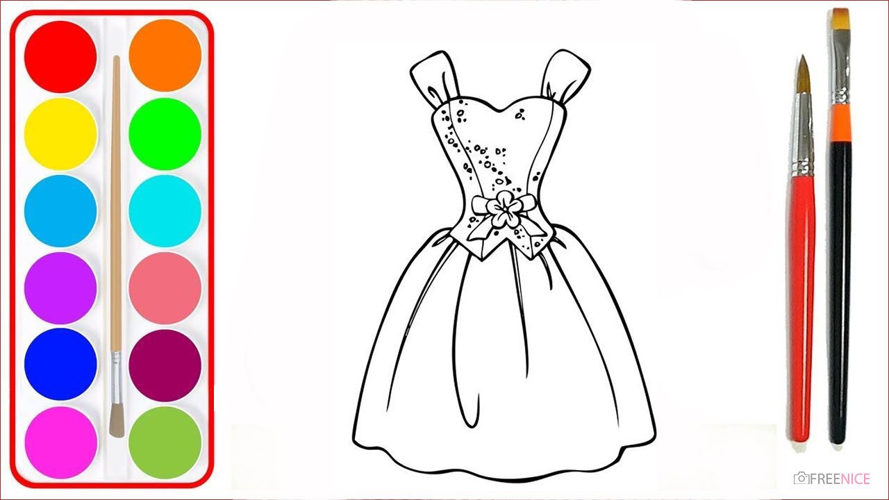 Tranh tô màu váy đẹp, dễ thương, đa dạng mẫu cho bé tập tô