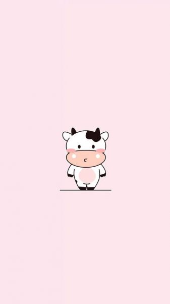 hình vẽ bò sữa con cute đáng yêu cho con gái làm hình nền điện thoại