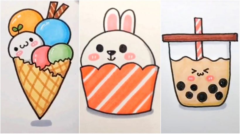 hình vẽ cute đơn giản dễ thương về đồ ăn