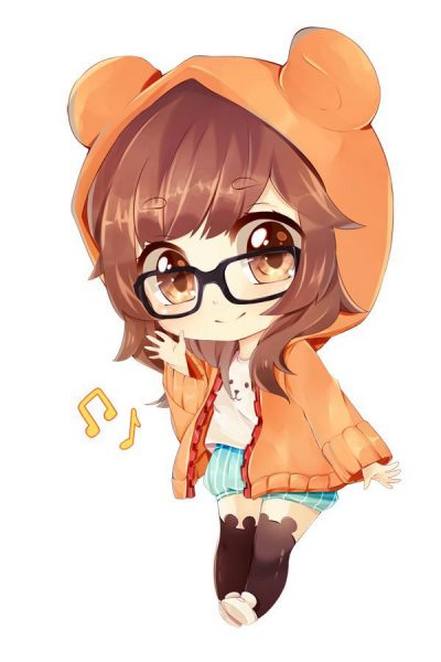 Chibi girl cute đeo kính anime