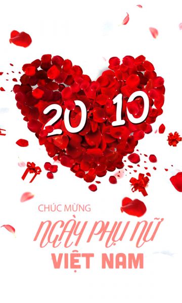 Hình ảnh 20 - 10 đẹp rực rỡ trái tim hoa hồng
