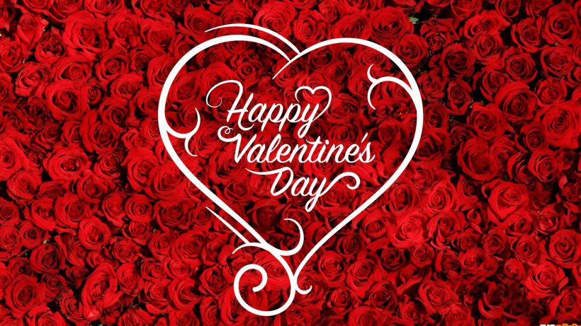 Hình ảnh Valentine đẹp trái tim trên hoa hồng