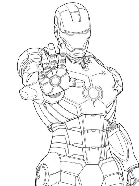 Tô màu Iron man đang giơ tay chỉ