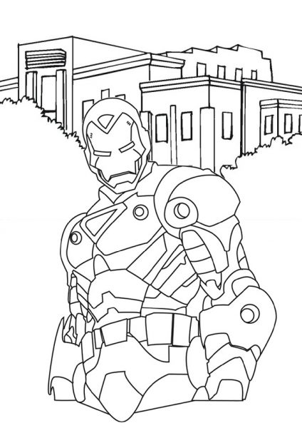 Tô màu Iron man và ngôi nhà