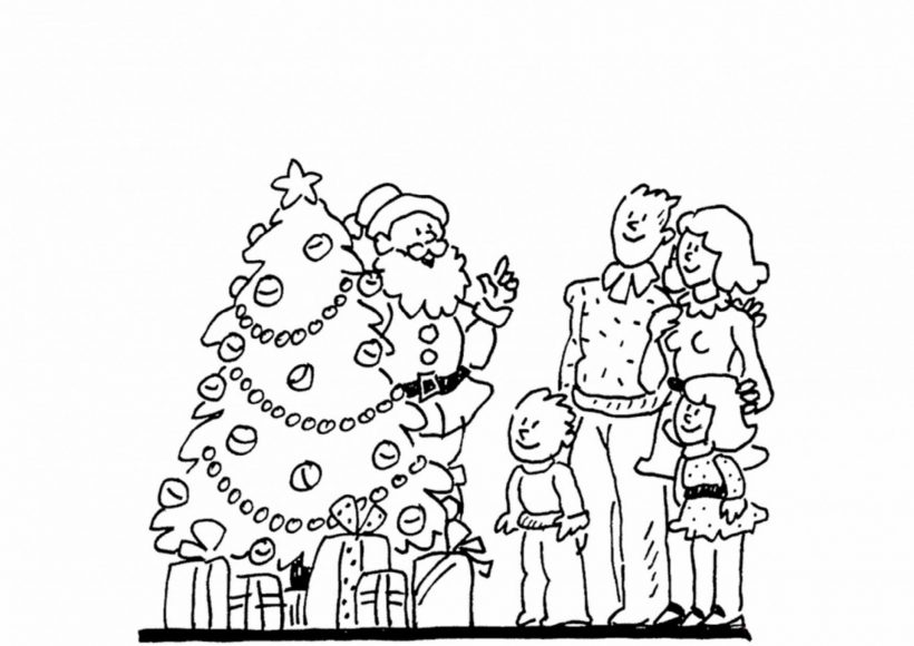 Tô màu ông già Noel và gia đình