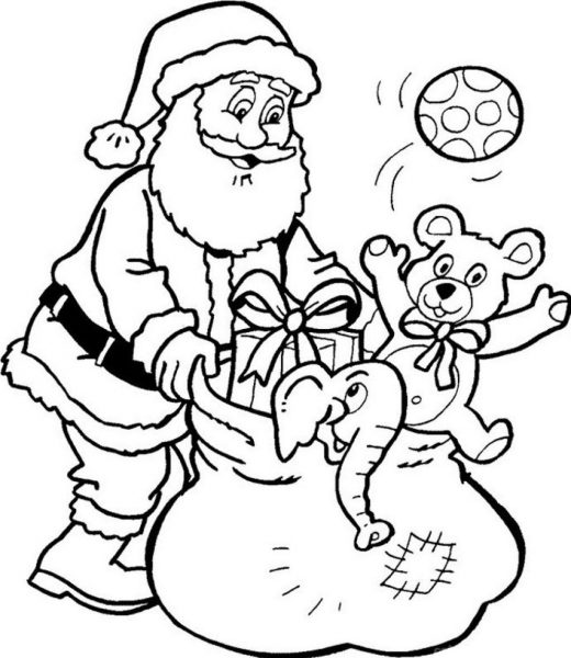 Tô màu ông già Noel với balo dầy quà