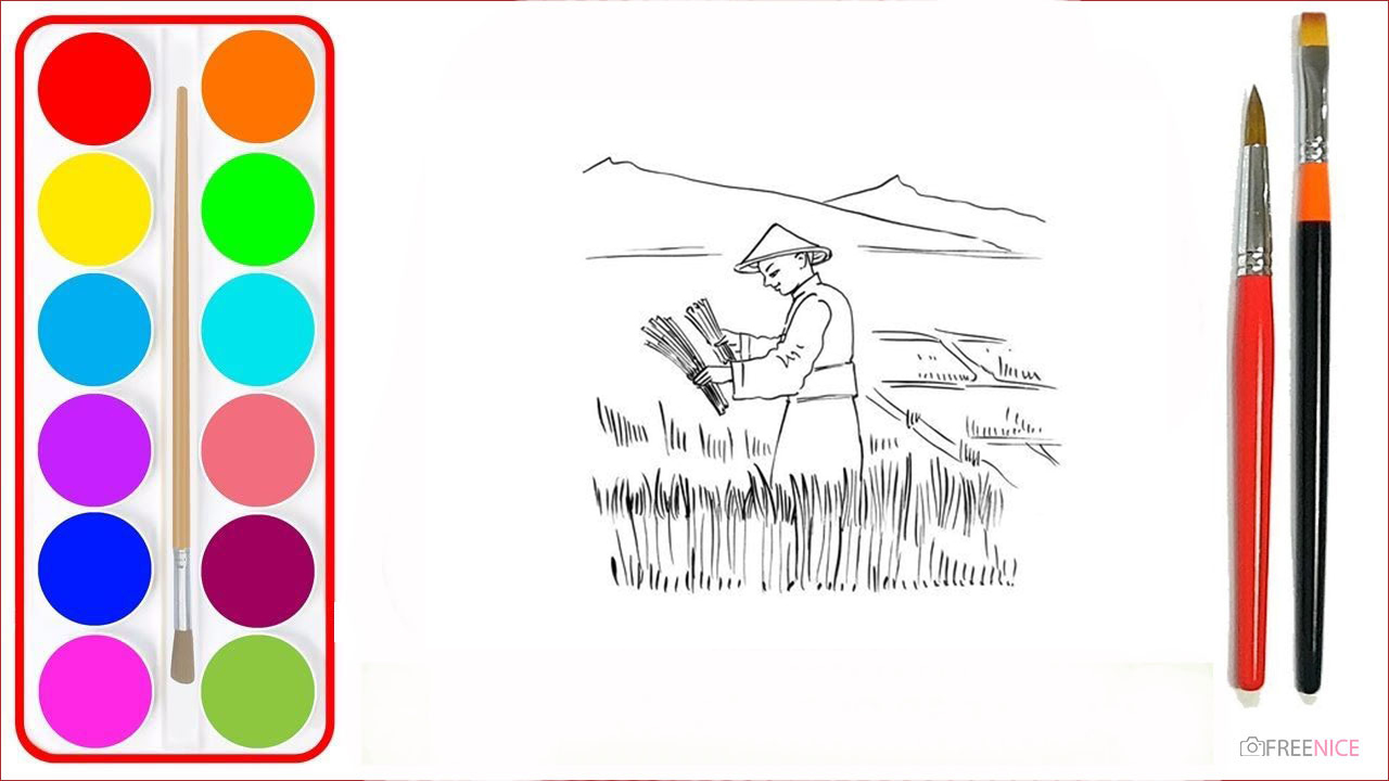 Vẽ tranh cánh đồng lúa chín đơn giản  How to draw rice field easy  Vẽ  tranh phong cảnh quê hương  YouTube