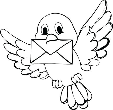 Tranh tô màu chú chim đưa thư
