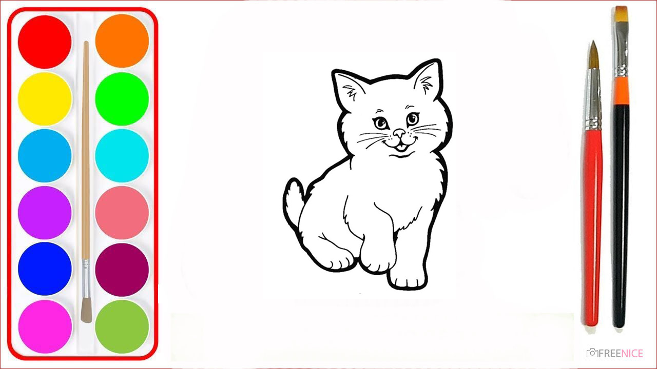 Vẽ tranh con mèo dễ thương đơn giản  Drawing And Coloring A Cute Cat Easy    Bilibili