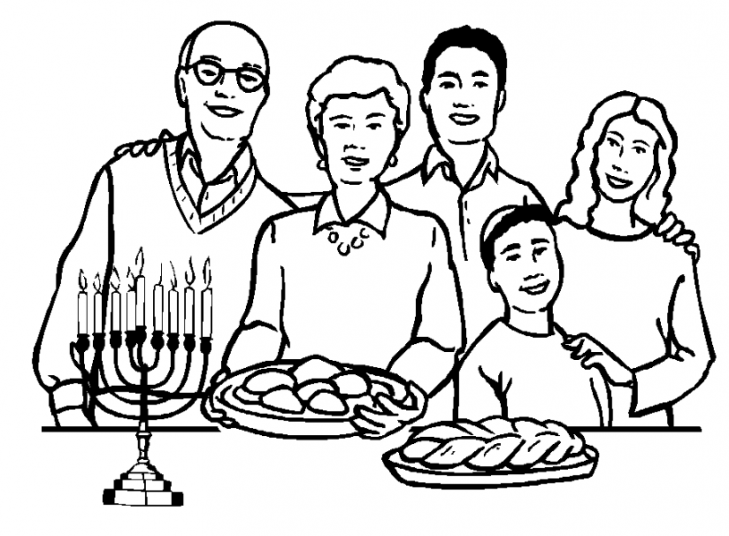Tranh tô màu gia đình cùng ăn bữa tối