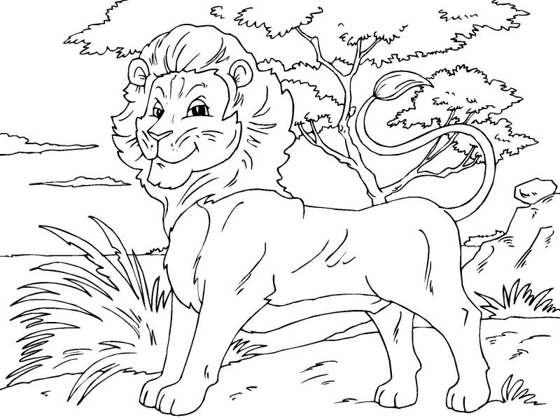 Tranh vẽ sư tử chúa tể rừng xanh
