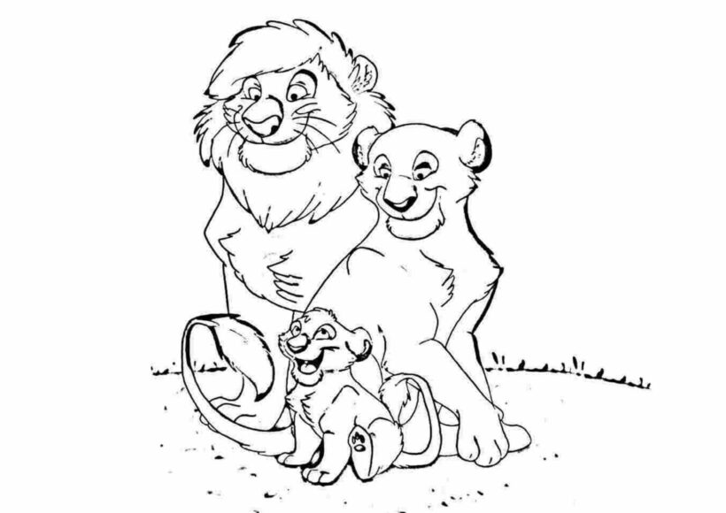 Tranh vẽ sư tử và con