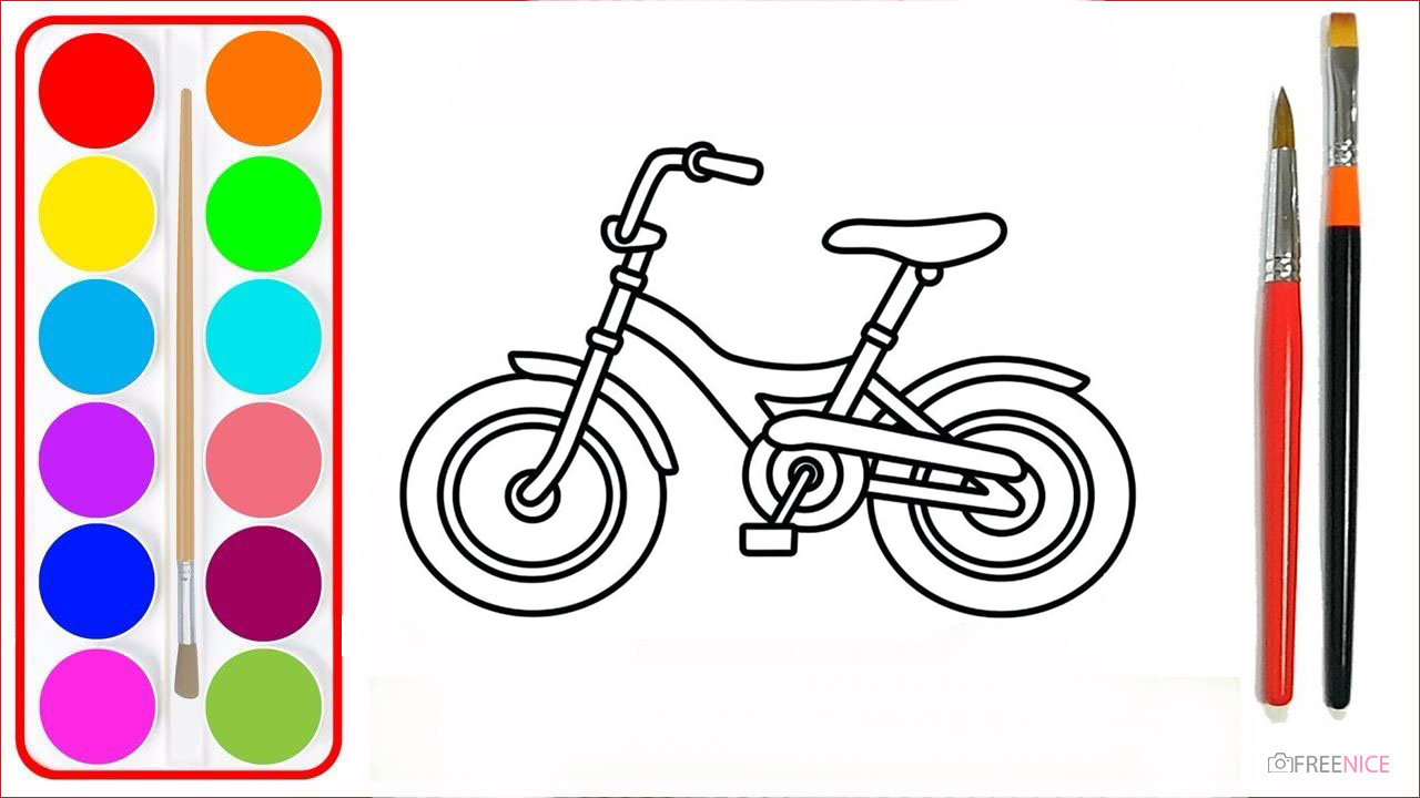 Bộ hình ảnh và tranh tô màu xe đạp cho bé tập tô