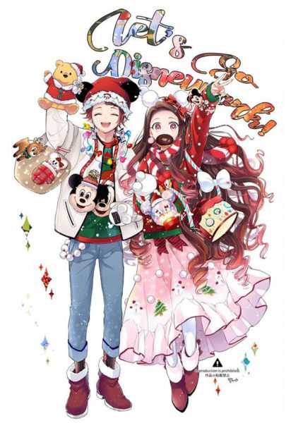 Vẽ tranh đề tài lễ hội Noel anime