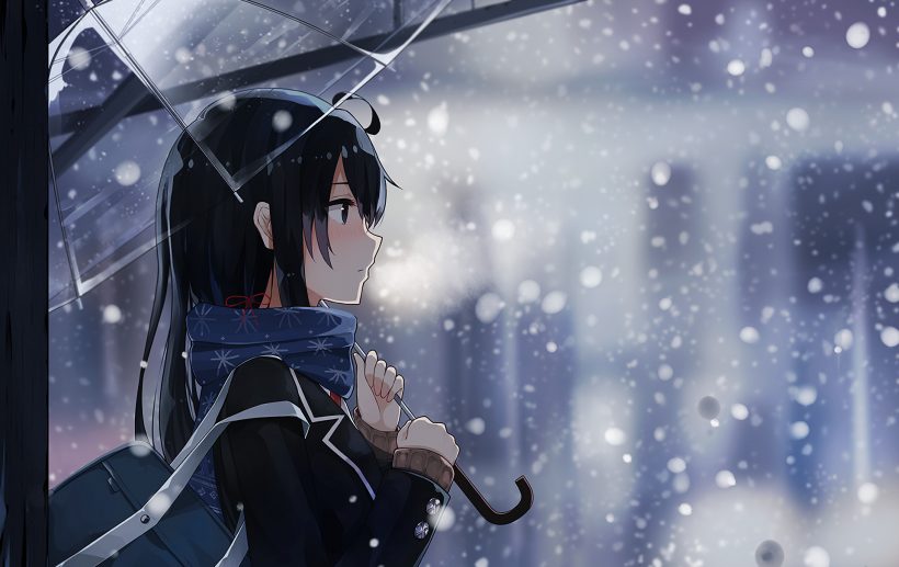 hình ảnh anime mùa đông buồn trong đêm