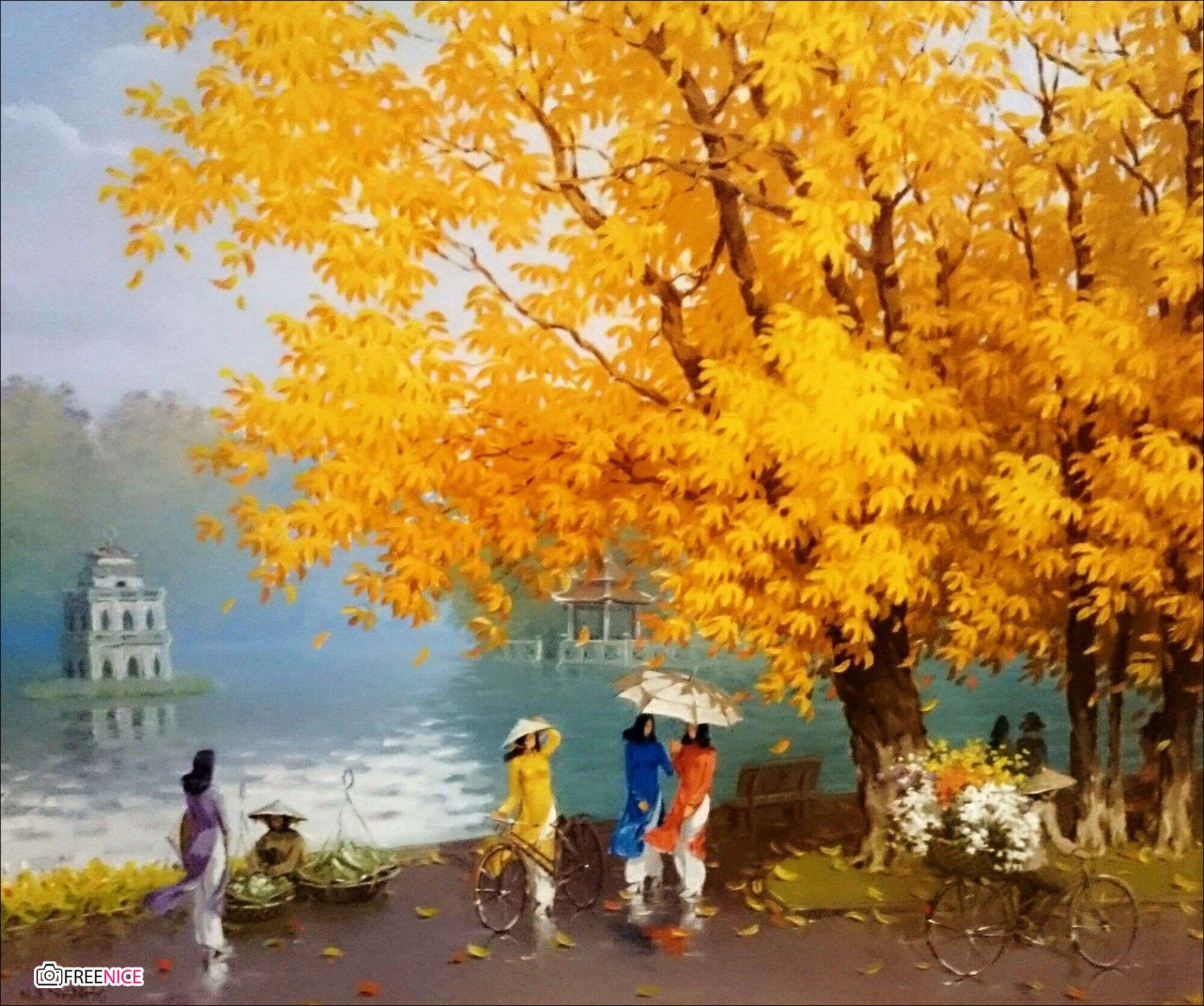 Vẽ tranh về Hồ Gươm  viên ngọc sáng giá của Hà Nội