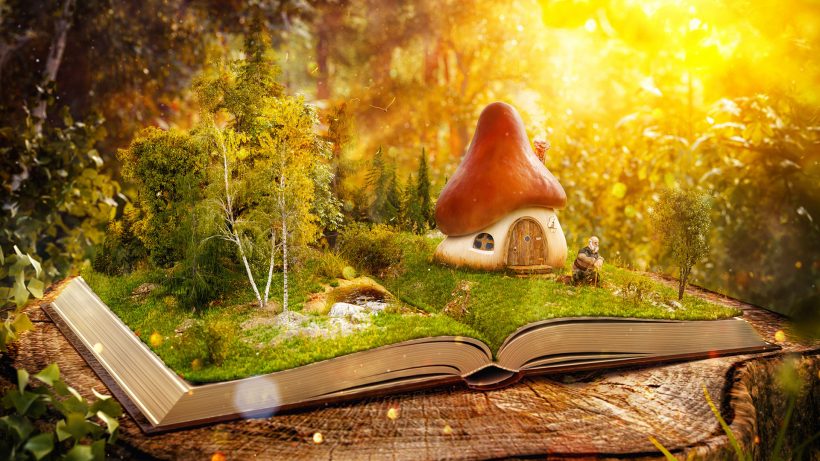 Background book - sách mở ra khu rừng huyền diệu