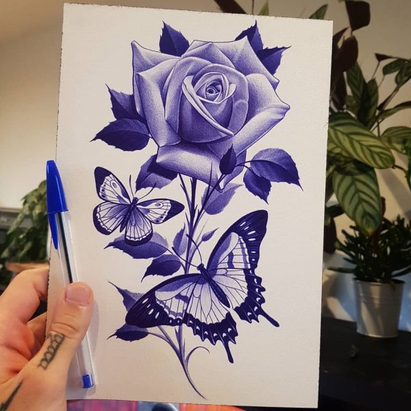 Cách vẽ hoa Hồng bằng bút bi