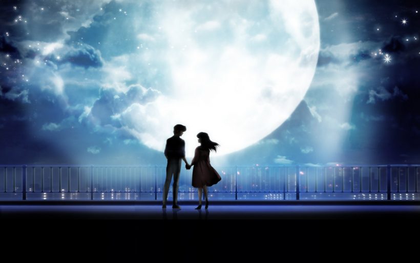 Hình ảnh avatar cặp đen ngắm trăng