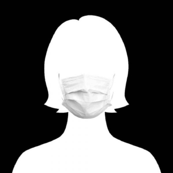 Hình ảnh avatar trắng nữ đeo khẩu trang nền đen