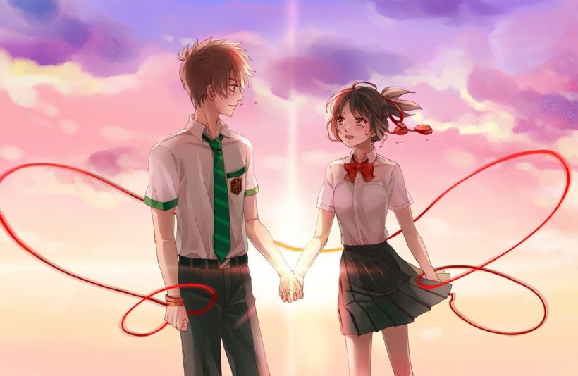 Hình ảnh cặp đôi anime đeo nơ