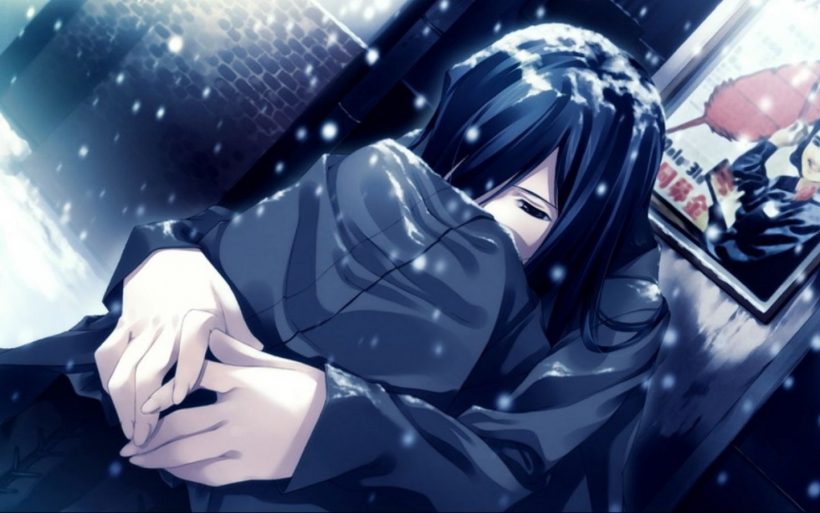 Hình ảnh đại diện avt anime cô gái ôm gối khóc