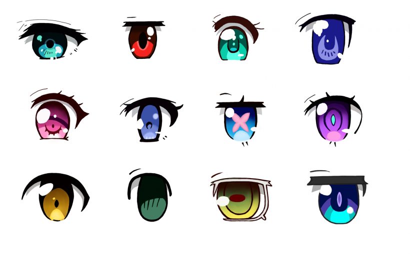 Hình vẽ mắt anime nhiều màu