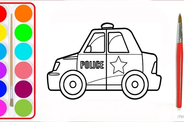 Tranh tô màu xe cảnh sát cho bé