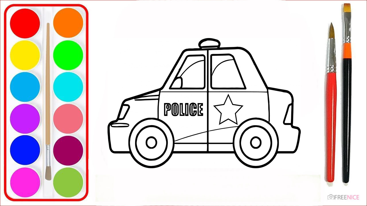 Tranh tô màu xe cảnh sát đẹp nhất cho bé sáng tạo  Trường Tiểu học Thủ Lệ