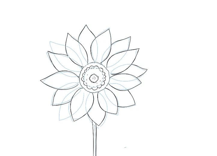 Vẽ chi tiết, hoàn chỉnh nhụy hoa và nhành hoa