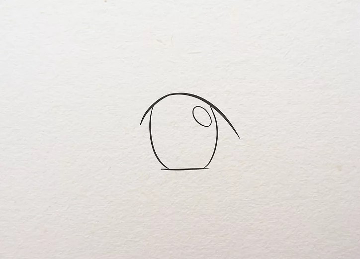 Vẽ một vòng tròn nhỏ gần đầu hình oval