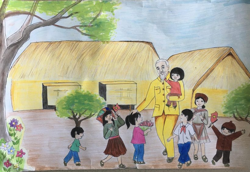 Vẽ tranh về Bác Hồ yêu thương trẻ em