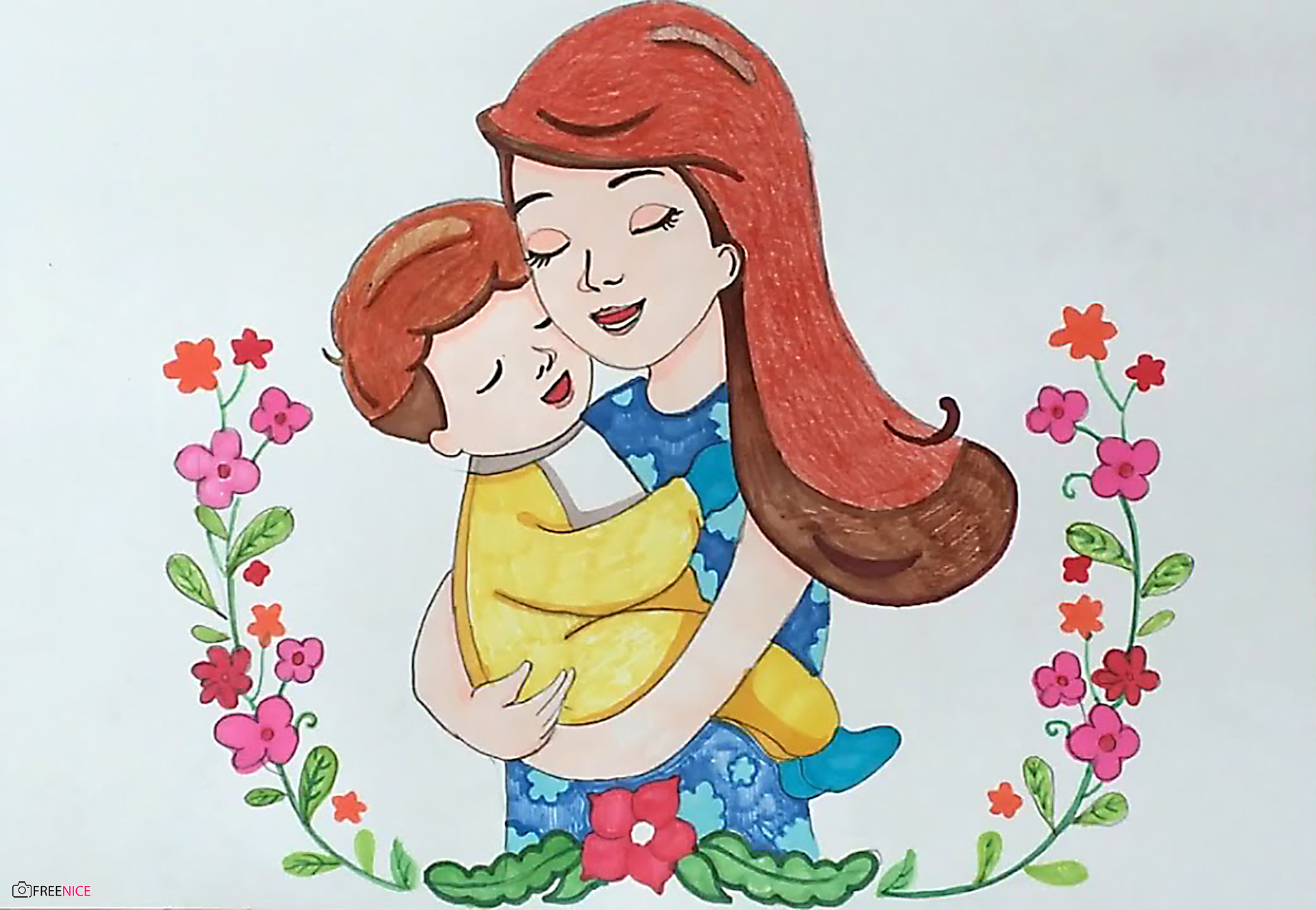 Hình Vẽ Mẹ Và Con Gái Đẹp Dễ Thương Vô Cùng Cảm Động THCS Võ Thị Sáu