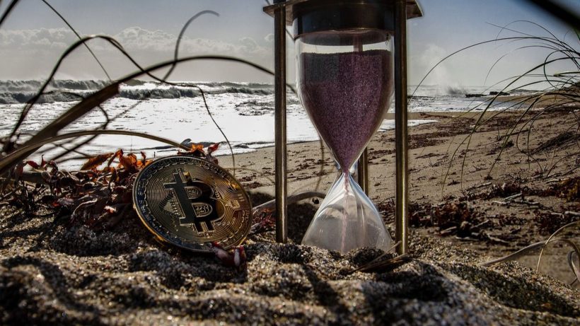 hình ảnh, hình nền đồng hồ cát với đồng bigcoin