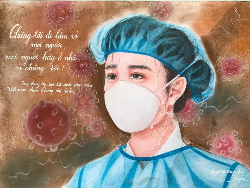 vẽ tranh đề tài vững tin Việt Nam về y bác sĩ