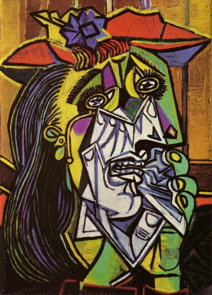 Tranh vẽ Picasso lập thể con người đang khóc