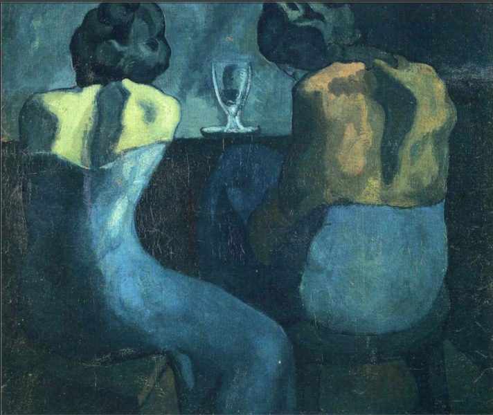 Tranh vẽ Picasso với hai cô gái đang ngồi tâm sự