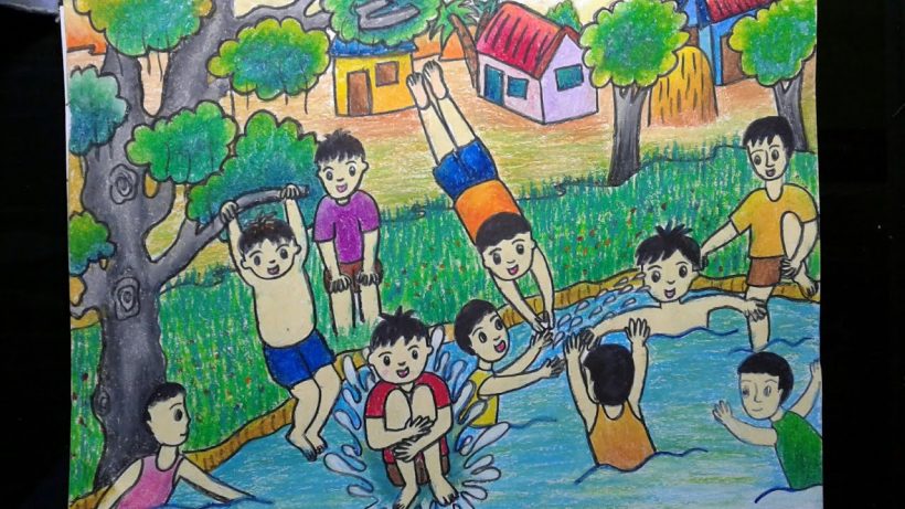 Vẽ tranh đề tài cuộc sống quanh em chơi cùng các bạn